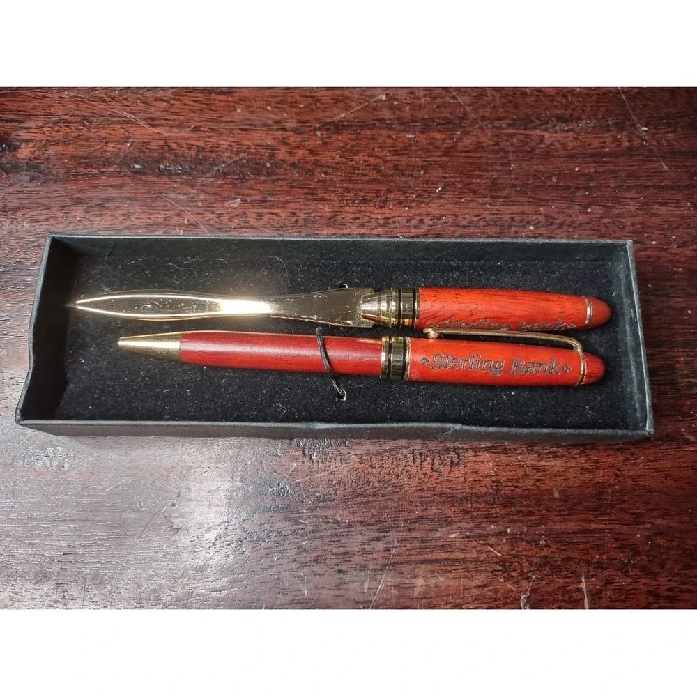 Vintage Sterling Bank Pen & Letter Opener Set – Elegant Desk Accessory,...